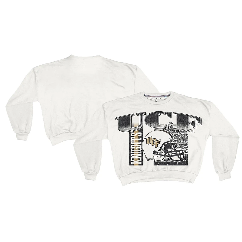 Sweat-shirt rétro surdimensionné Janice blanc pour femme, longueur taille, des UCF Knights