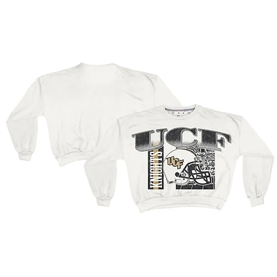 Sweat-shirt rétro surdimensionné Janice blanc pour femme, longueur taille, des UCF Knights