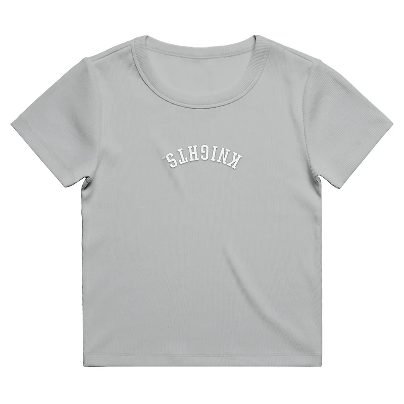 Women's Uscape Apparel  Gray UCF Knights Upside Down Embroidery Ribbed Cropped T-Shirt
