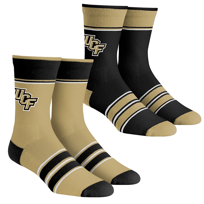 Ensemble de 2 paires de chaussettes d'équipe à rayures multiples UCF Knights Rock Em pour jeunes