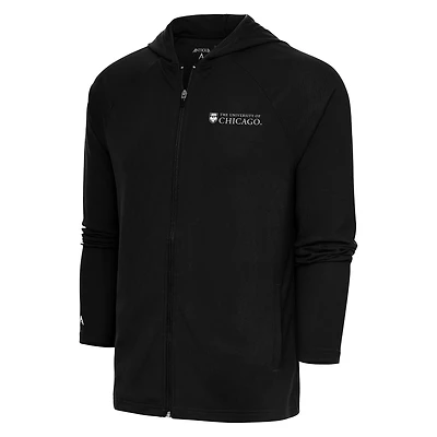 Sweat à capuche zippé intégral Antigua Black UChicago Maroons Legacy pour homme