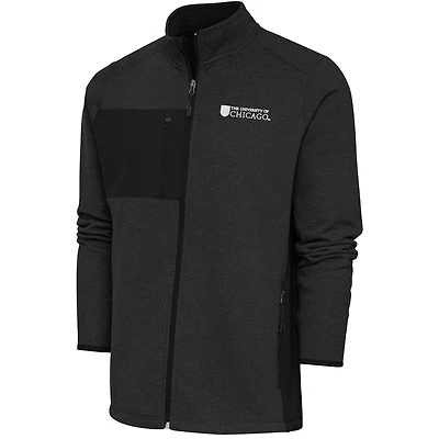 Men's Antigua  Heather Black UChicago Maroons Course Full-Zip Jacket