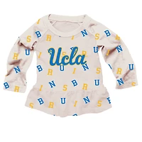 Girls Infant Wes & Willy Oatmeal UCLA Bruins Ruffle Raglan Long Sleeve T-Shirt Leggings Set