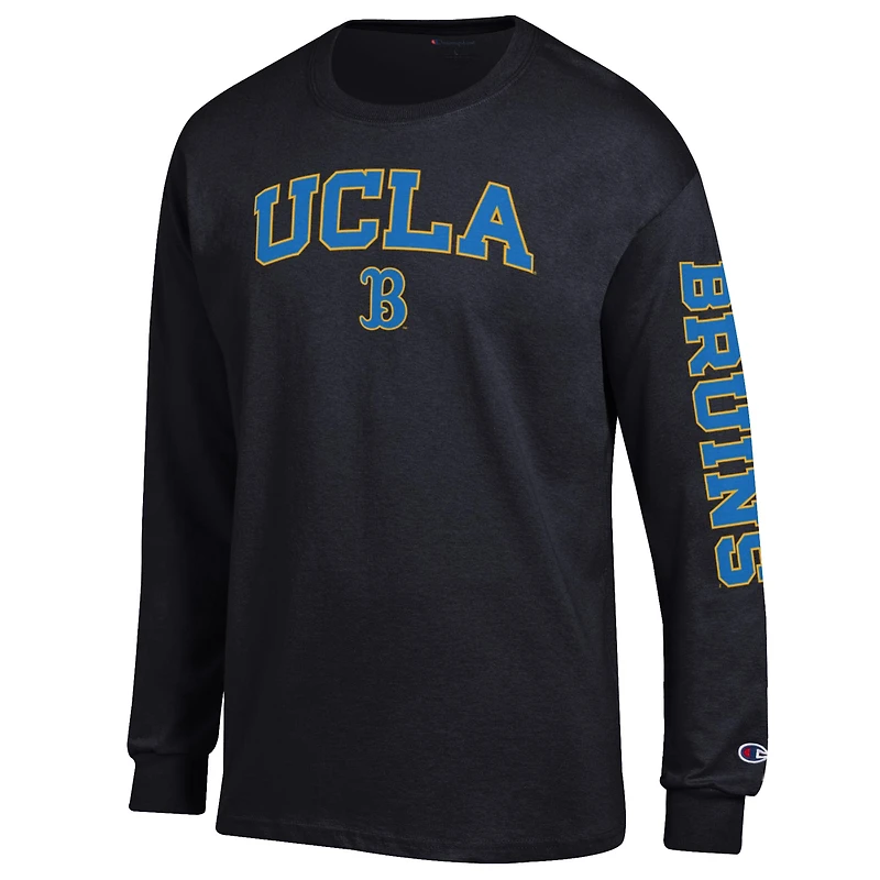 Men's Champion  Black UCLA Bruins Arch Over Logo 2-Hit Long Sleeve T-Shirt