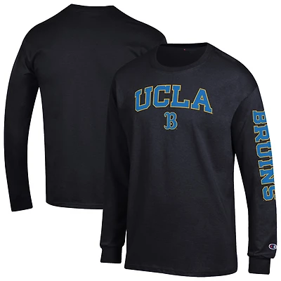 T-shirt à manches longues noir Champion pour homme, logo UCLA Bruins, 2 coups