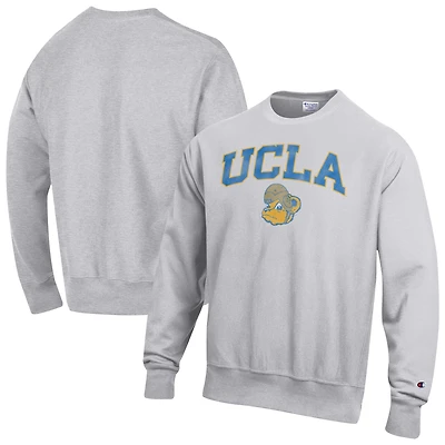 Men's Champion Gray UCLA Bruins Distressed Arch Over Logo Reverse Weave Crew Neck Sweatshirt