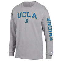 Men's Champion  Heather Gray UCLA Bruins Arch Over Logo 2-Hit Long Sleeve T-Shirt