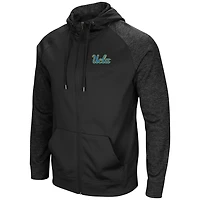 Men's Colosseum Black UCLA Bruins Blackout 3.0 Tonal Raglan Full-Zip Hoodie