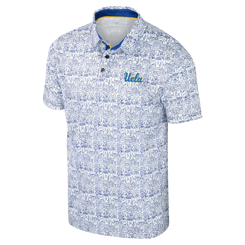 Colosseum Blue UCLA Bruins pour hommes, il est temps ! Polo imprimé sur toute la surface