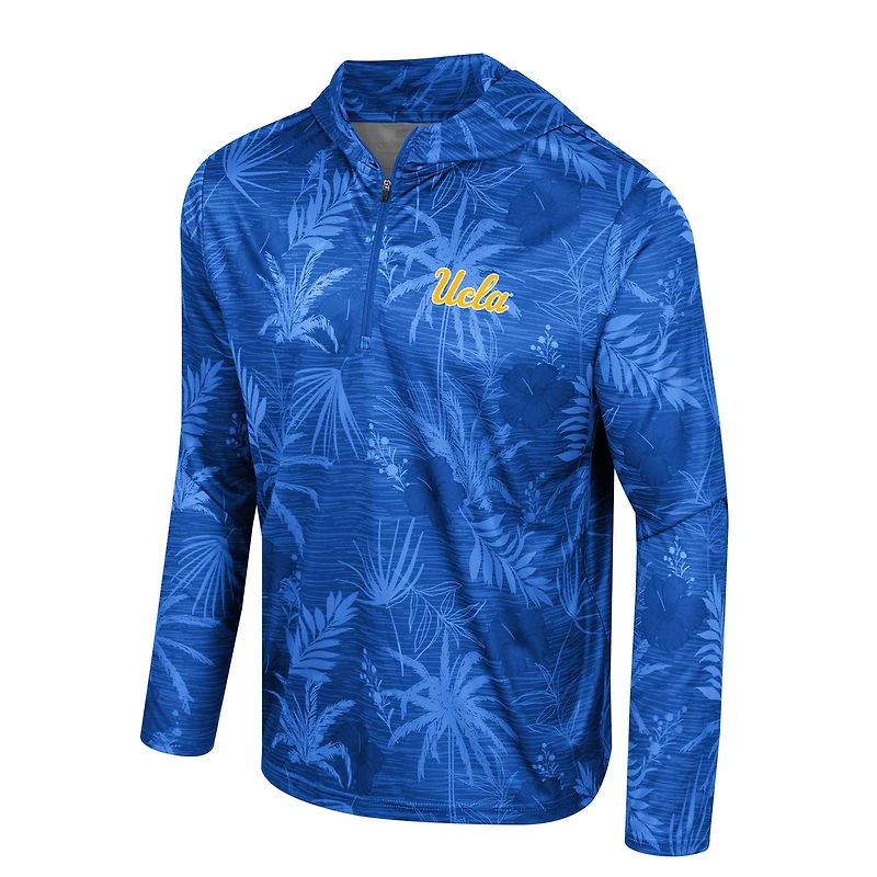 Haut à capuche léger imprimé Colosseum Blue UCLA Bruins Palms avec fermeture éclair sur un quart pour homme