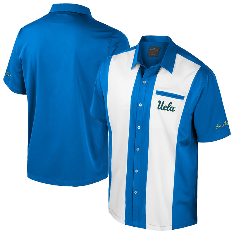 Chemise boutonnée de bowling Strike des Bruins l'UCLA, bleu Colosseum, pour homme
