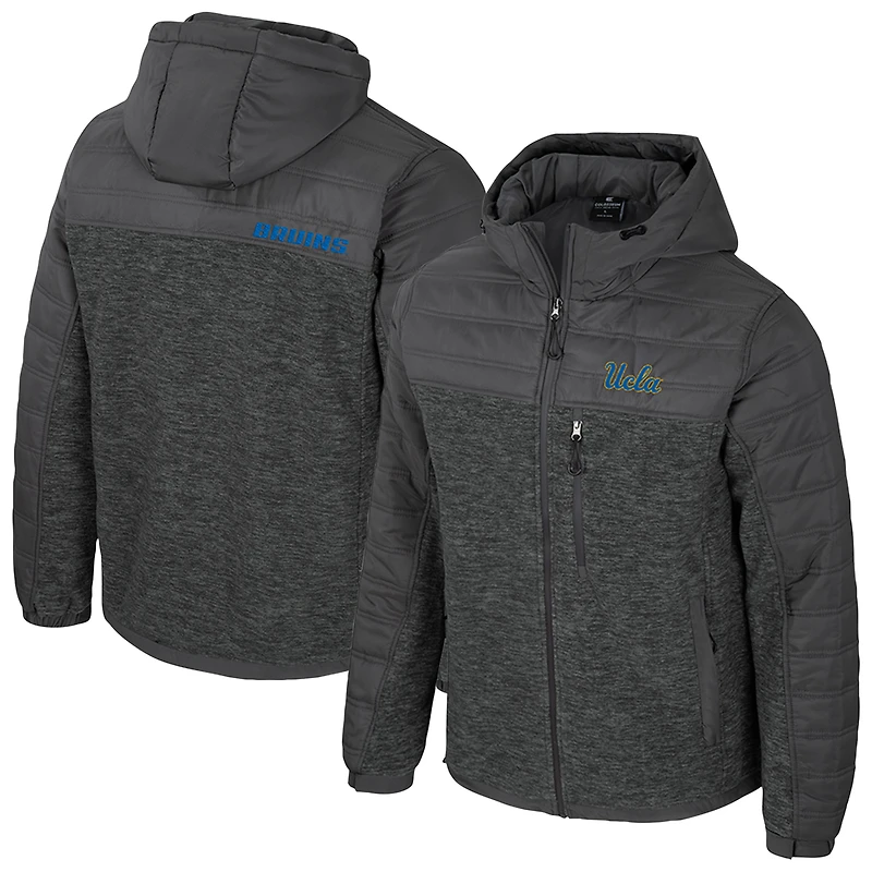 Men's Colosseum Charcoal UCLA Bruins Nightman Full-Zip Hoodie Puffer Jacket