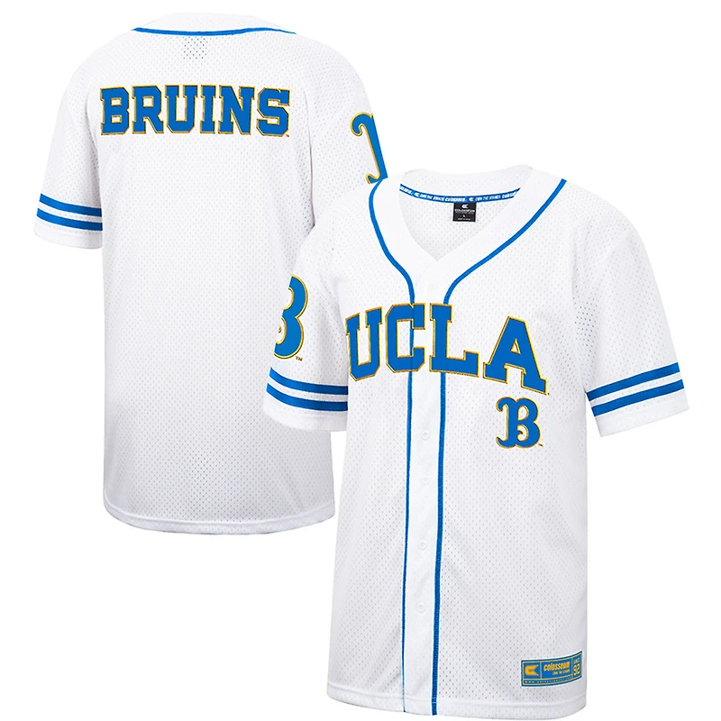Maillot de baseball boutonné en maille Free Spirited des Bruins l'UCLA Colosseum blanc pour hommes