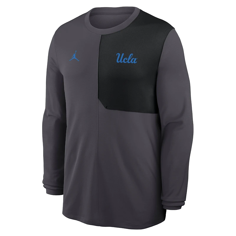 Men's Jordan Brand Anthracite UCLA Bruins 2025 Sideline Coach UV Dri-FIT Long Sleeve Shirt