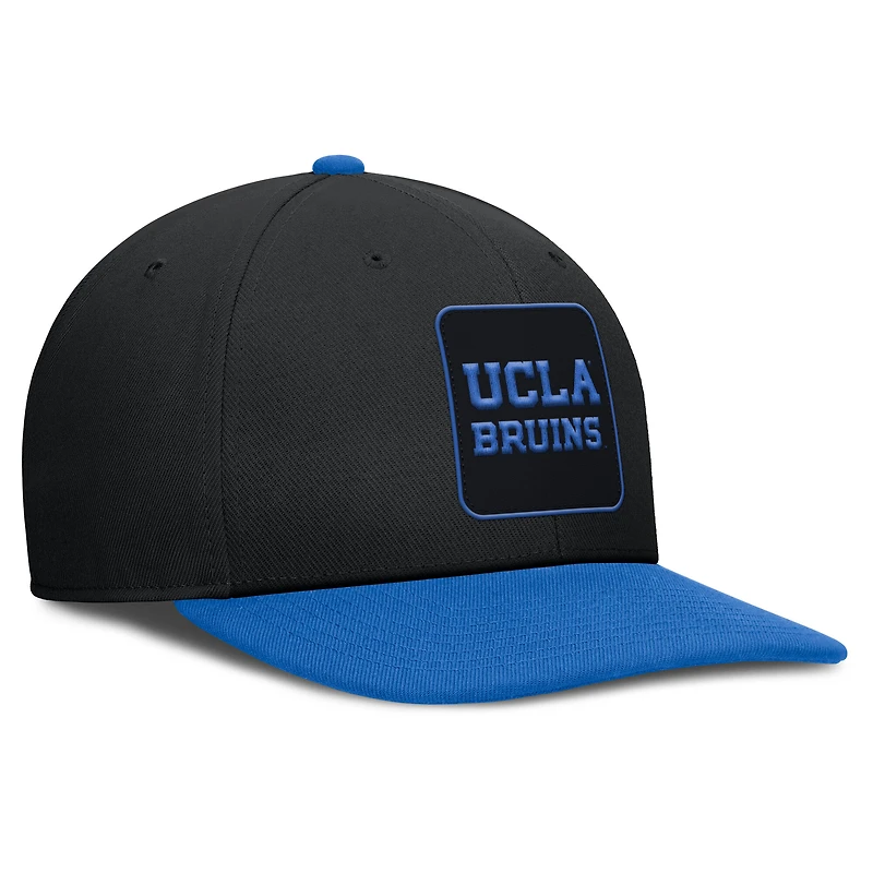 Casquette Jordan Brand noire/bleue pour homme, modèle UCLA Bruins 2025 Sideline Campus Pro Local Snapback