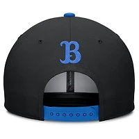 Casquette Jordan Brand noire/bleue pour homme, modèle UCLA Bruins 2025 Sideline Campus Pro Local Snapback