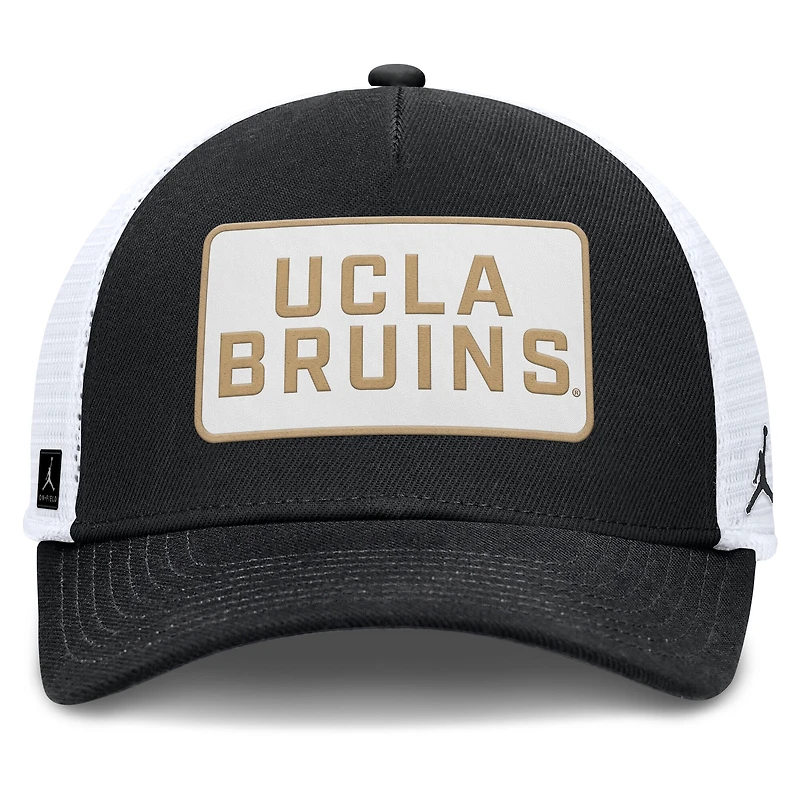 Men's Jordan Brand Black/White UCLA Bruins 2025 On-Field Rise Patch Trucker Adjustable Hat