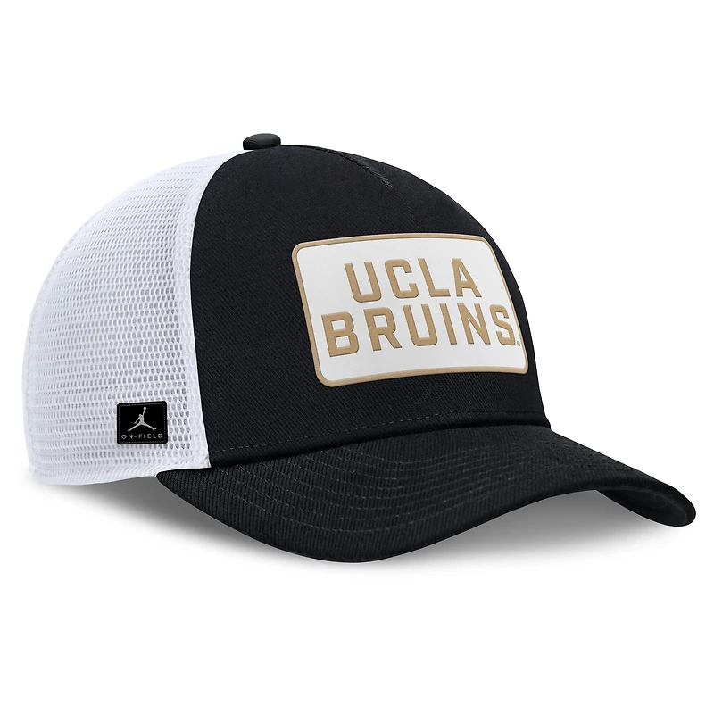 Men's Jordan Brand Black/White UCLA Bruins 2025 On-Field Rise Patch Trucker Adjustable Hat