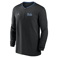 Haut à manches longues demi-zip Jordan Brand noir pour hommes UCLA Bruins 2024 Sideline Coach Performance