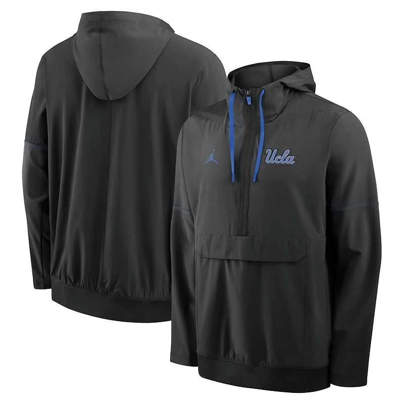 Men's Jordan Brand Black UCLA Bruins 2026 Sideline Anorak Half-Zip Hooded Jacket