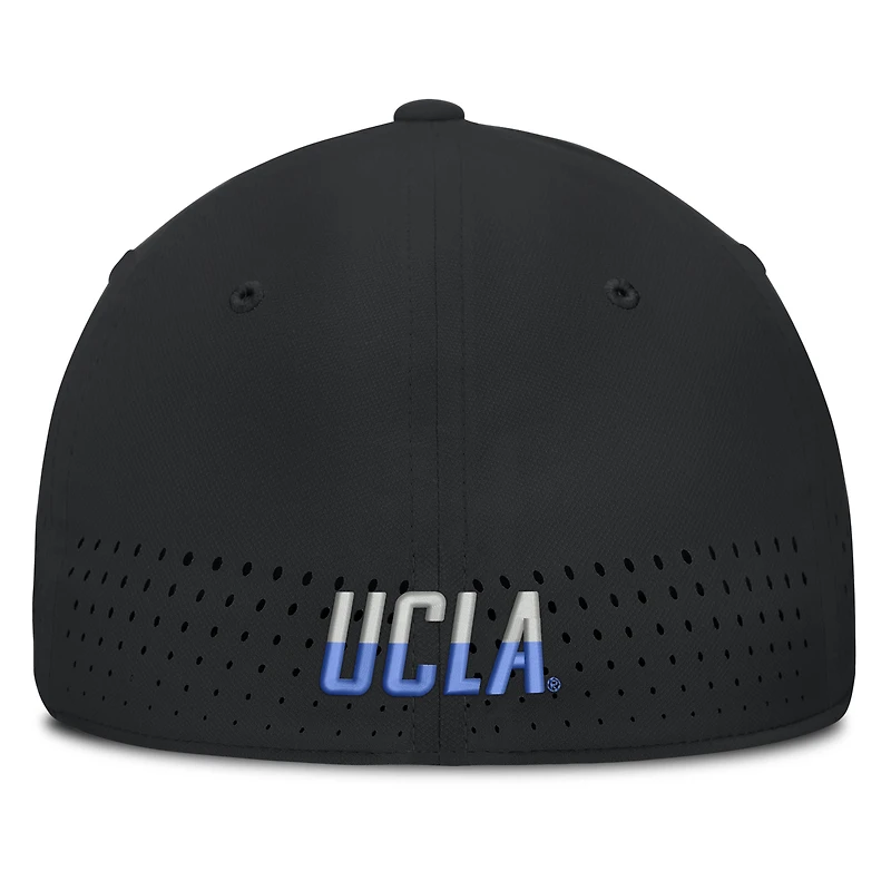 Casquette Jordan Brand noire pour homme, modèle UCLA Bruins 2026 Sideline Practice AeroBill Swooshflex Dri-FIT