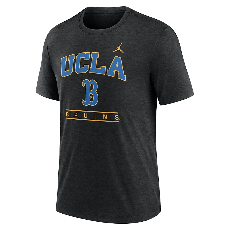 T-shirt noir Jordan Brand Tri-Blend avec logo UCLA Bruins Arch Over pour homme