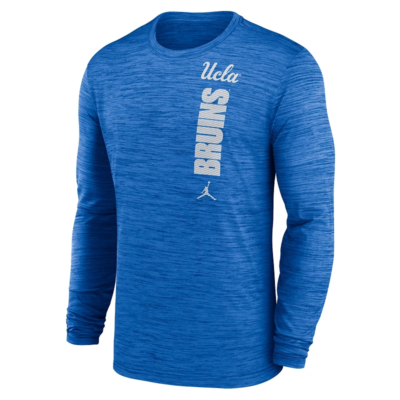 T-shirt à manches longues Jordan Brand UCLA Bruins 2024 Sideline Velocity Performance pour homme, bleu