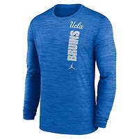 T-shirt à manches longues Jordan Brand UCLA Bruins 2024 Sideline Velocity Performance pour homme, bleu