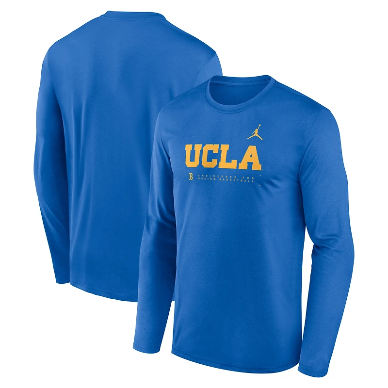 T-shirt à manches longues Jordan Brand bleu UCLA Bruins 2025 Courtside Basketball Shootaround Legend Dri-FIT pour homme