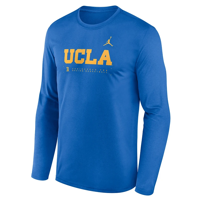 T-shirt à manches longues Jordan Brand bleu UCLA Bruins 2025 Courtside Basketball Shootaround Legend Dri-FIT pour homme