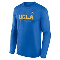T-shirt à manches longues Jordan Brand bleu UCLA Bruins 2025 Courtside Basketball Shootaround Legend Dri-FIT pour homme