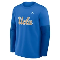 T-shirt à manches longues Jordan Brand bleu UCLA Bruins 2025 Sideline Coach Therma-FIT pour homme