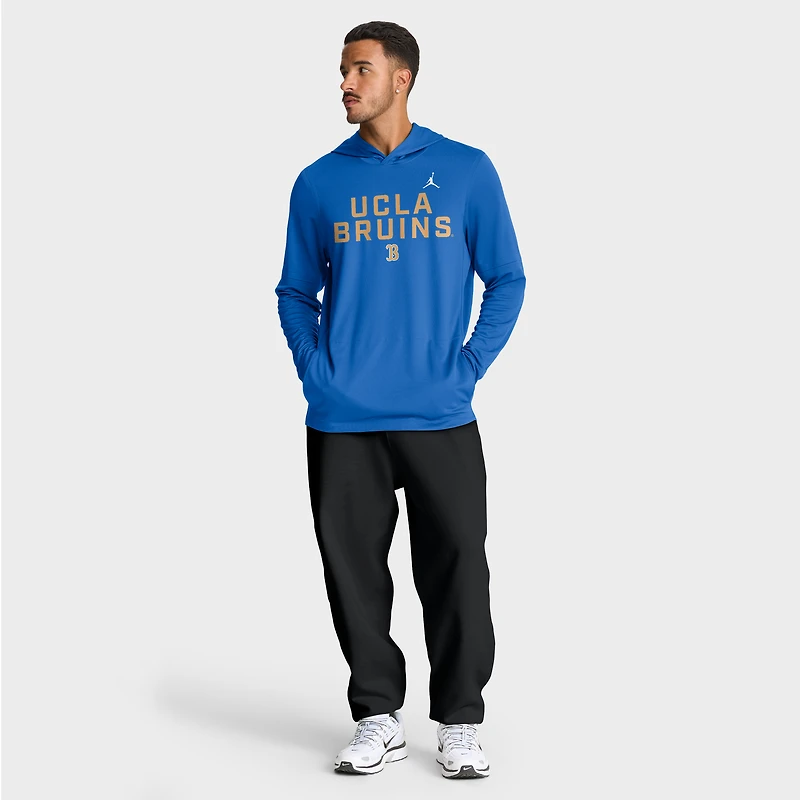 T-shirt à capuche et manches longues Jordan Brand bleu UCLA Bruins 2025 Sideline Dri-FIT pour homme