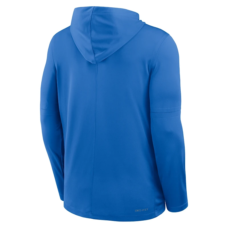 T-shirt à capuche et manches longues Jordan Brand bleu UCLA Bruins 2025 Sideline Dri-FIT pour homme