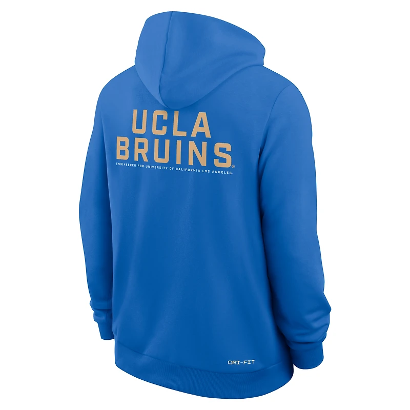 Sweat à capuche zippé Jordan Brand bleu UCLA Bruins 2025 Sideline Standard Issue Dri-FIT pour homme