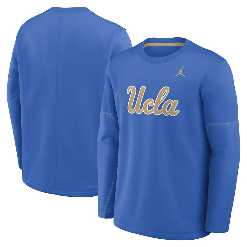 Haut à manches longues Jordan Brand bleu UCLA Bruins 2026 Sideline Coaches Therma-FIT pour homme