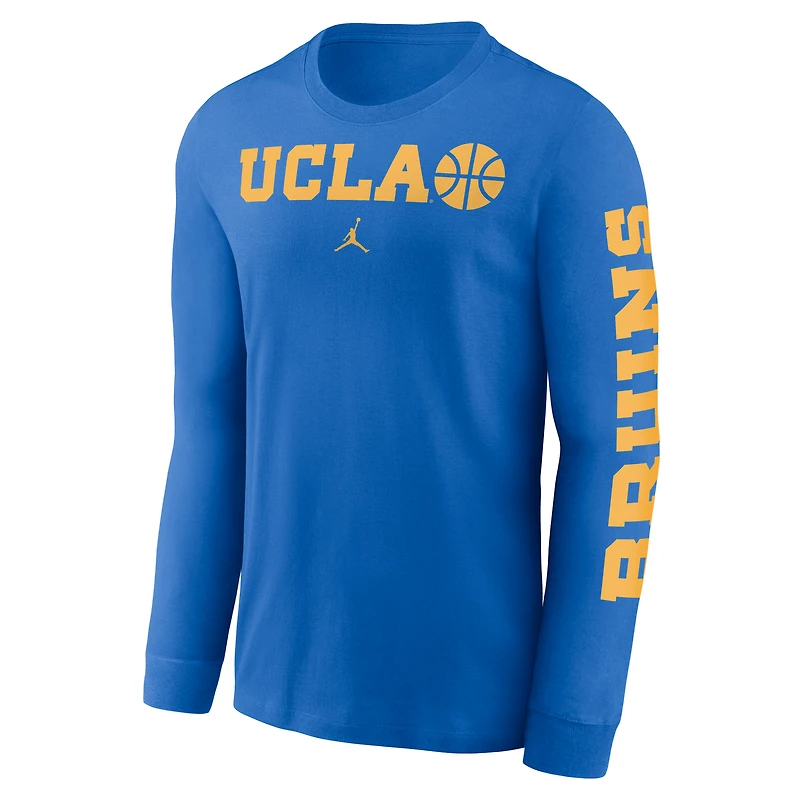 T-shirt à manches longues Jordan Brand bleu UCLA Bruins Basketball Icon Two-Hit pour homme