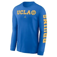 T-shirt à manches longues Jordan Brand bleu UCLA Bruins Basketball Icon Two-Hit pour homme