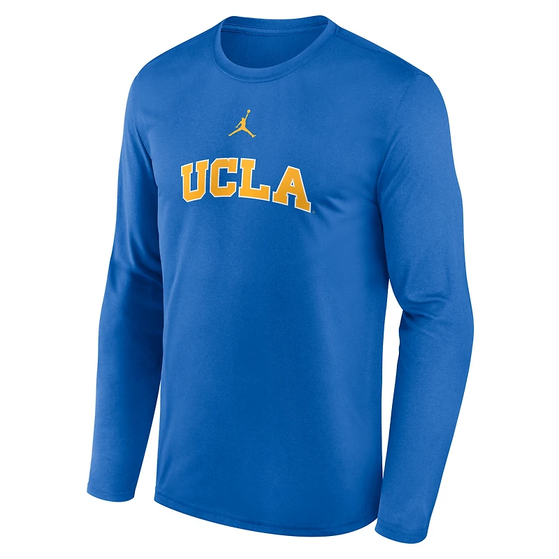 T-shirt à manches longues Jordan Brand bleu UCLA Bruins On-Court Basketball Shootaround Dri-FIT pour homme