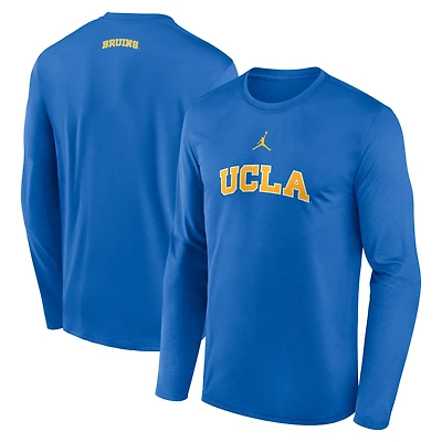 T-shirt à manches longues Jordan Brand bleu UCLA Bruins On-Court Basketball Shootaround Dri-FIT pour homme