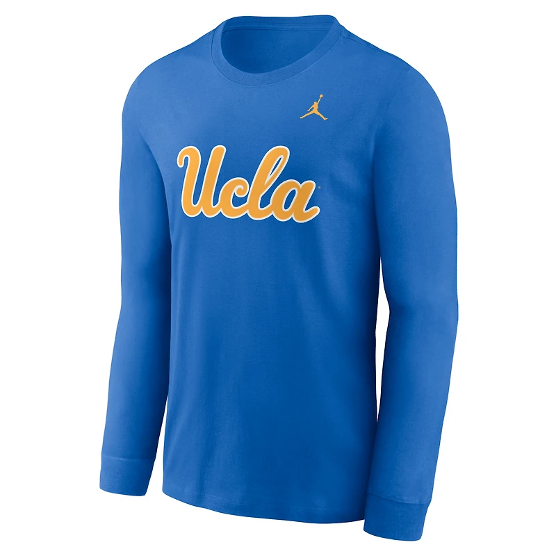 T-shirt Jordan Brand bleu à manches longues avec logo principal des Bruins de l'UCLA pour hommes