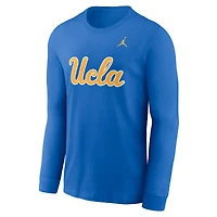 T-shirt Jordan Brand bleu à manches longues avec logo principal des Bruins de l'UCLA pour hommes