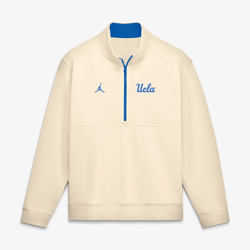 Pull-over à demi-zip en polaire Jordan Brand crème UCLA Bruins Primetime Club pour homme