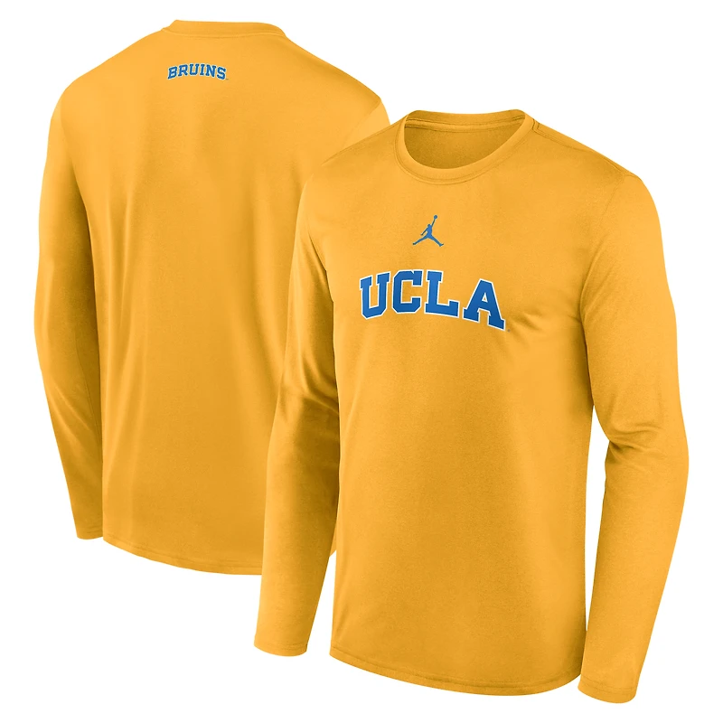 Men's Jordan Brand Gold UCLA Bruins On-Court Basketball Shootaround Dri-FIT Long Sleeve T-Shirt