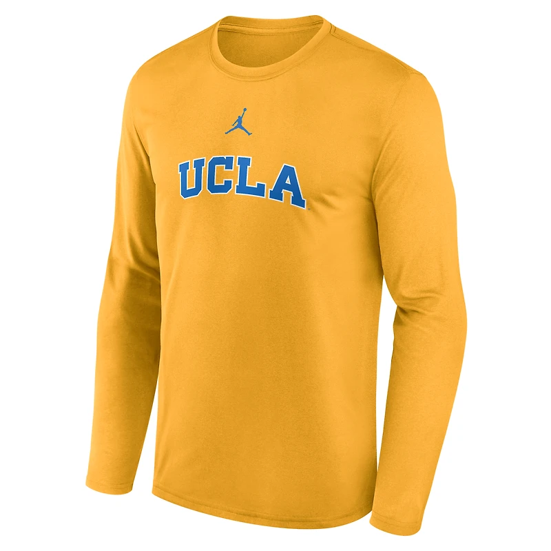 Men's Jordan Brand Gold UCLA Bruins On-Court Basketball Shootaround Dri-FIT Long Sleeve T-Shirt