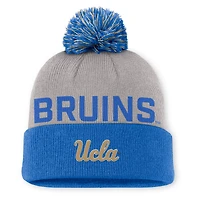 Bonnet en tricot à revers Primetime Peak gris/bleu Jordan Brand pour homme avec pompon UCLA Bruins