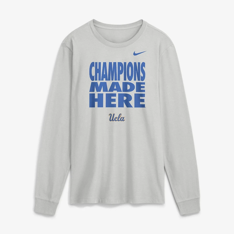T-shirt à manches longues Jordan Brand gris UCLA Bruins 2026 Sideline Slogan Dri-FIT pour homme