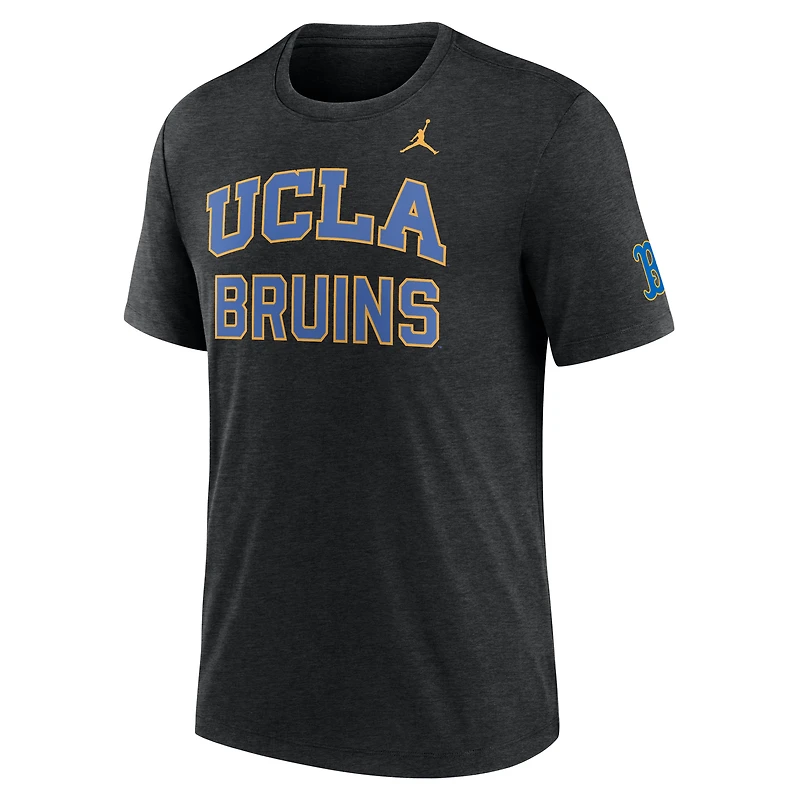T-shirt Jordan Brand Heather Black UCLA Bruins Campus Collegiate Block Tri-Blend pour homme