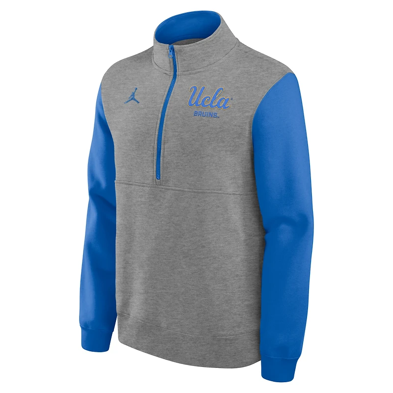 Men's Jordan Brand Heather Gray UCLA Bruins Club Fleece Half-Zip Pullover