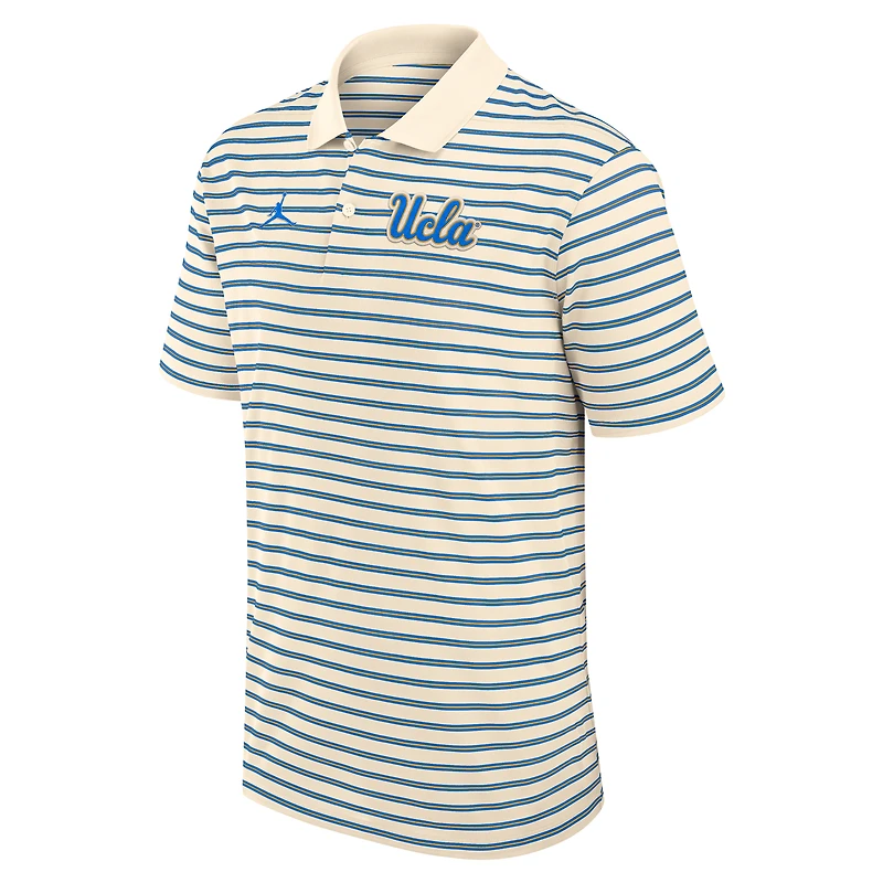 Men's Jordan Brand Tan/Blue UCLA Bruins Primary Logo Striped Dri-FIT Polo